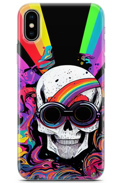 Uvilda Apple iPhone X Uyumlu Renkler 5 Telefon Kılıfı Acid Kurukafa - 1
