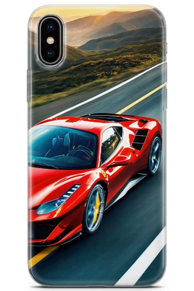 Uvilda Apple iPhone X Uyumlu Otomoto 25 Koruma Kılıfı Kırmızı Ferrari - 1