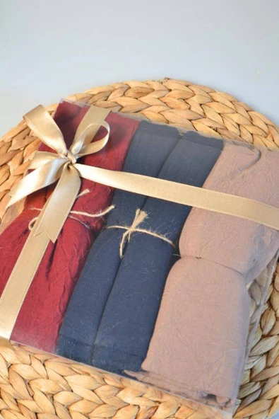 Bambu Kraş Şal 3’lü Set Bordo Lacivert Vizon– 75x210 cm  Nefes Alabilir, Terletmez, Tok Duruşlu Mevsimlik Kumaş - 4
