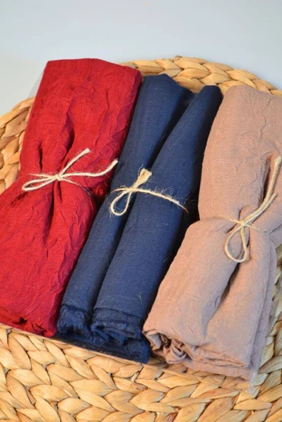 Bambu Kraş Şal 3’lü Set Bordo Lacivert Vizon– 75x210 cm  Nefes Alabilir, Terletmez, Tok Duruşlu Mevsimlik Kumaş - Resim 2