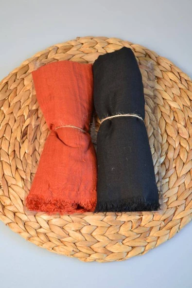 Bambu Kraş Şal 2’li Set Siyah Kiremit– 75x210 cm  Nefes Alabilir, Terletmez, Tok Duruşlu Mevsimlik Kumaş - Resim 3