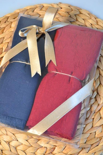 Bambu Kraş Şal 2’li Set Bordo Lacivert– 75x210 cm  Nefes Alabilir, Terletmez, Tok Duruşlu Mevsimlik Kumaş - Resim 3