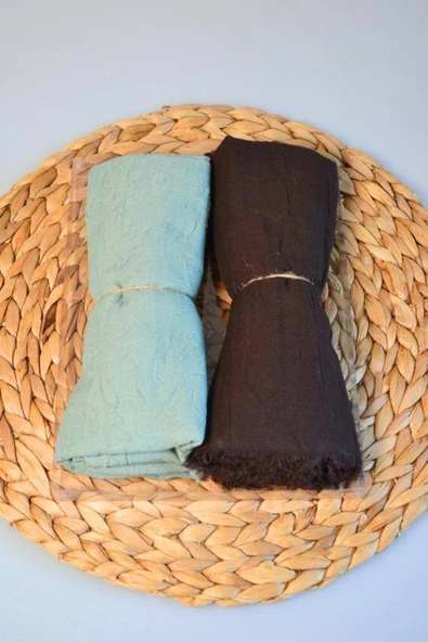 Bambu Kraş Şal 2’li Set Acı Kahve Su Yeşili– 75x210 cm  Nefes Alabilir, Terletmez, Tok Duruşlu Mevsimlik Kumaş ürün görseli