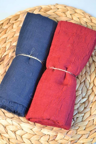 Bambu Kraş Şal 2’li Set Bordo Lacivert– 75x210 cm  Nefes Alabilir, Terletmez, Tok Duruşlu Mevsimlik Kumaş - Resim 2
