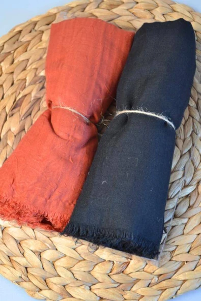 Bambu Kraş Şal 2’li Set Siyah Kiremit– 75x210 cm  Nefes Alabilir, Terletmez, Tok Duruşlu Mevsimlik Kumaş ürün görseli