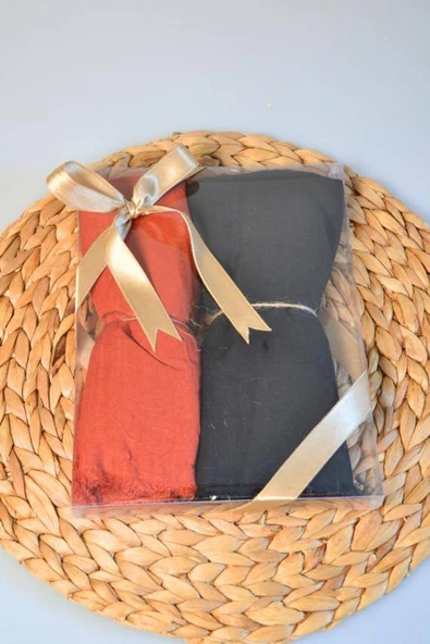 Bambu Kraş Şal 2’li Set Siyah Kiremit– 75x210 cm  Nefes Alabilir, Terletmez, Tok Duruşlu Mevsimlik Kumaş - Resim 4