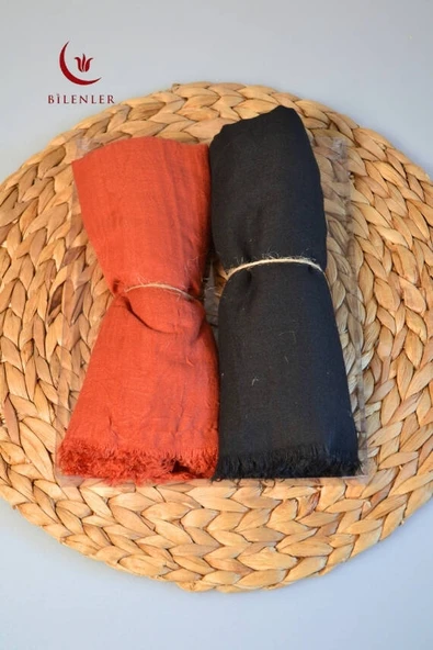 Bambu Kraş Şal 2’li Set Siyah Kiremit– 75x210 cm  Nefes Alabilir, Terletmez, Tok Duruşlu Mevsimlik Kumaş - 3