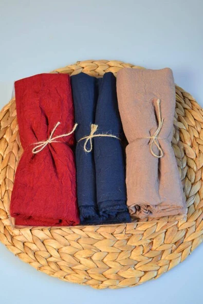 Bambu Kraş Şal 3’lü Set Bordo Lacivert Vizon– 75x210 cm  Nefes Alabilir, Terletmez, Tok Duruşlu Mevsimlik Kumaş ürün görseli