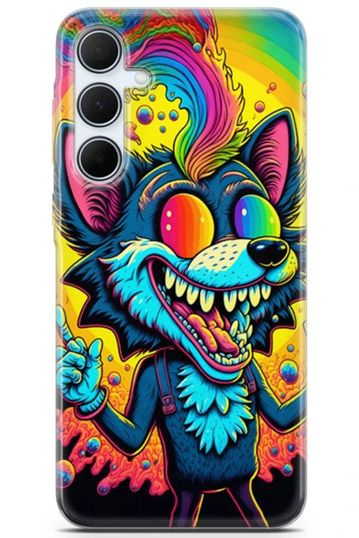 Uvilda Samsung Galaxy A35 5g Uyumlu Renkler 16 Telefon Kabı Renkli Kurt Vector