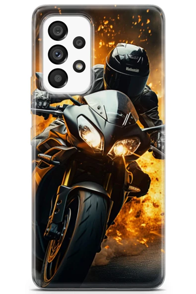 Uvilda Samsung Galaxy A53 5g Uyumlu Otomoto 10 Baskılı Telefon Kabı Siyah Motorsiklet