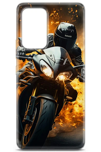 Uvilda Samsung Galaxy A53 5g Uyumlu Otomoto 10 Baskılı Telefon Kabı Siyah Motorsiklet - 2