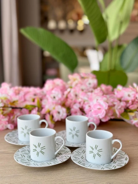 Porland Tamina Desen2 8 Parça 4 Kişilik Kahve Fincanı 90cc - 2