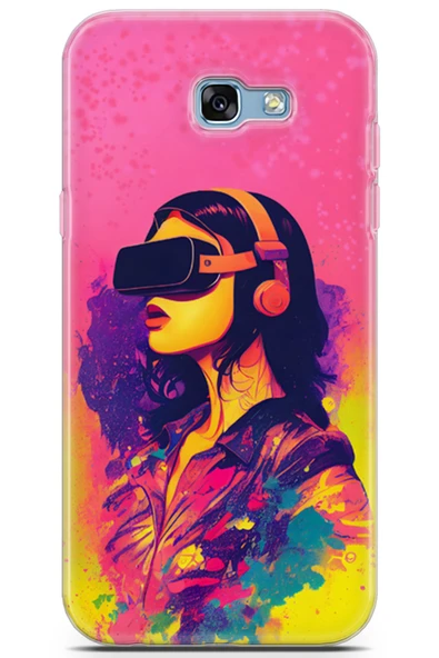 Uvilda Samsung Galaxy A7 2017 Uyumlu Renkler 1 Telefon Kabı Vr Kulaklık Pembe