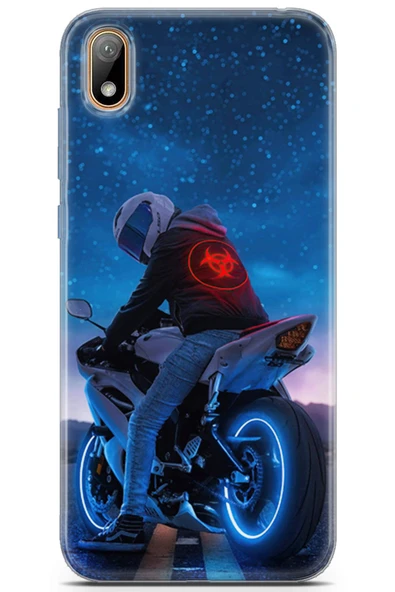 Uvilda Huawei Y5 2019 Uyumlu Otomoto 28 Premium Uv Gece Motor Neon Mavi