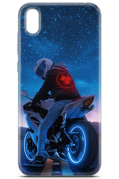 Uvilda Huawei Y5 2019 Uyumlu Otomoto 28 Premium Uv Gece Motor Neon Mavi - 2