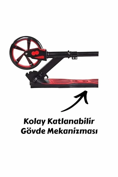 Şeker Adası Kaliteli Kırmızı Çocuk Scooter Katlanabilir 2 Teker (8 Yaş ve Üzeri) Max 100 Kadar Taşır - 3