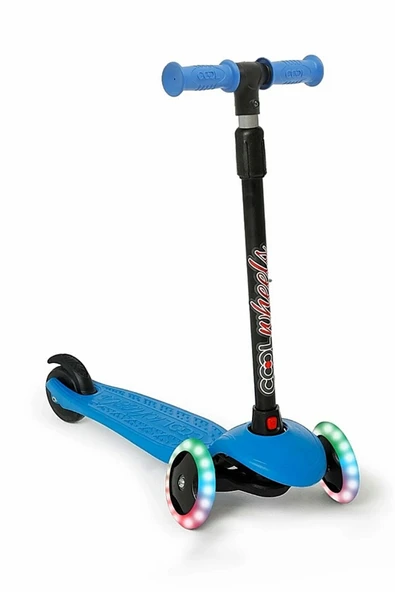 Şeker Adası Kaliteli Mavi Çocuk Scooter Star Led Işıklı 3 Tekerlekli Yükseklik Ayarlı Dragon Scooter
