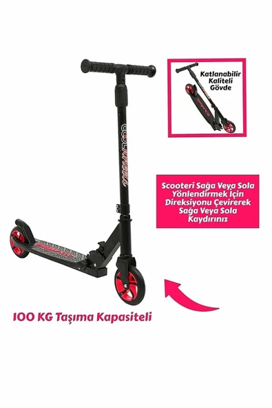 Şeker Adası Kaliteli Pembe Çocuk Scooter Katlanabilir 2 Teker (8 Yaş ve Üzeri) Max 100 Kadar Taşır