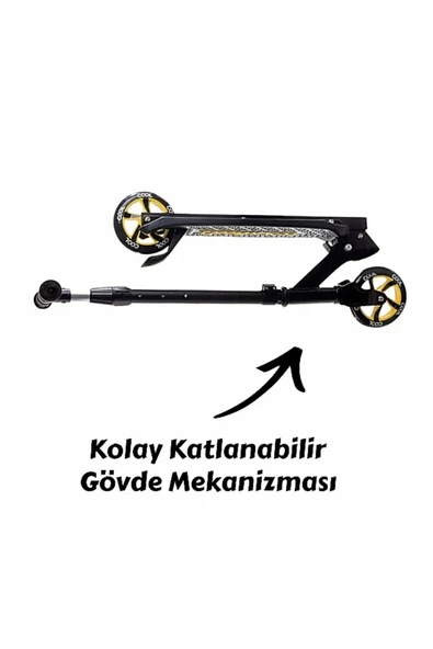 Şeker Adası Kaliteli Sarı Çocuk Scooter Katlanabilir 2 Teker (8 Yaş ve Üzeri) Max 100 Kadar Taşır - 3