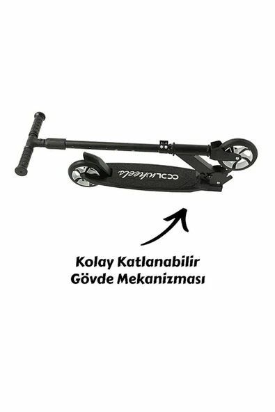 Şeker Adası Kaliteli Gri Çocuk Scooter Katlanabilir 2 Teker (8 Yaş ve Üzeri) Max 100 Kadar Taşır - 3