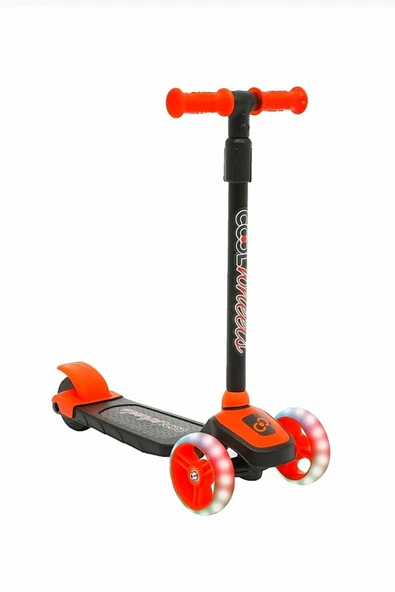Şeker Adası Kaliteli Turuncu Çocuk Scooter Coll Wheels Led Işıklı 3 Tekerlekli Yükseklik Ayarlı Twist Scooter