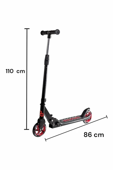 Şeker Adası Kaliteli Kırmızı Çocuk Scooter Katlanabilir 2 Teker (8 Yaş ve Üzeri) Max 100 Kadar Taşır - 2