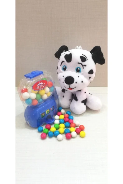 Şeker Adası 2 Si 1 Arada / Sevimli Arkadaşım Dalmaçyalı Köpek 15 Cm Ve Mavi Jackpot Sakız Makinesi ürün görseli