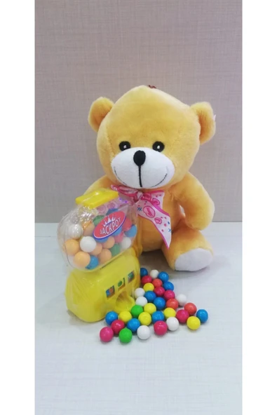 Şeker Adası 2 Si 1 Arada / Sevimli Ayı 20 Cm Ve Sarı Jackpot Sakız Makinası ürün görseli