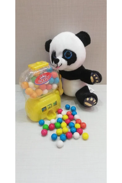 Şeker Adası 2 Si 1 Arada / Sevimli Panda 15 Cm Ve Sarı Jackpot Sakız Makinesi - 1