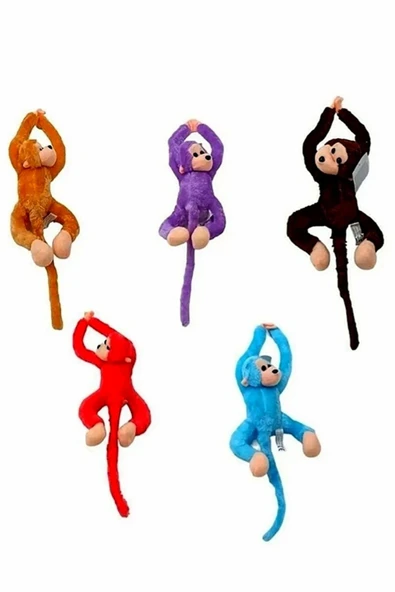 Şeker Adası Sesli Peluş Maymun 50 Cm Renkli Sarılan Oyuncak Uyku Arkadaşı Mama - Resim 2