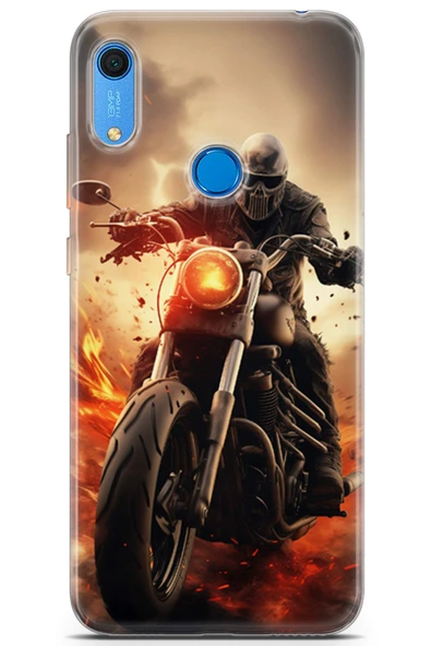 Uvilda Huawei Y6s 2019 Uyumlu Otomoto 12 Telefon Kabı Ghost Motorcu