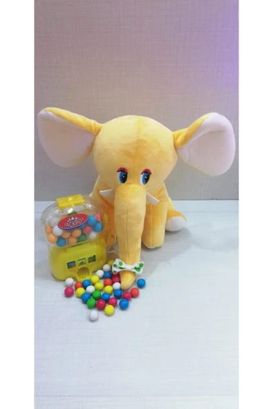 Şeker Adası 2 Si 1 Arada / Sevimli Sarı Fil 25 Cm Ve Sarı Jackpot Sakız Makinası ürün görseli