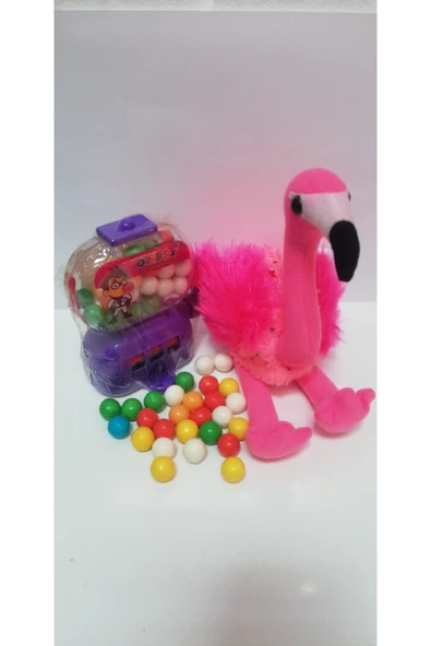 Şeker Adası 2 Si 1 Arada / Sevimli Flamingo 25 Cm Ve Jackpot Sakız Makinası ürün görseli 1