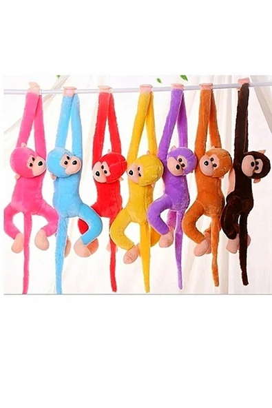 Şeker Adası Sesli Peluş Maymun 50 Cm Renkli Sarılan Oyuncak Uyku Arkadaşı Mama ürün görseli
