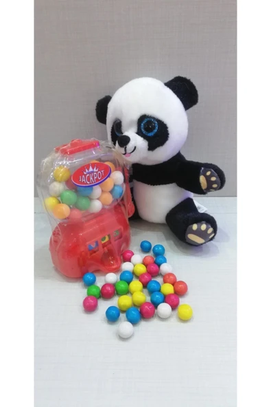 Şeker Adası 2 Si 1 Arada / Sevimli Panda 15 Cm Ve Kırmızı Jackpot Sakız Makinesi ürün görseli