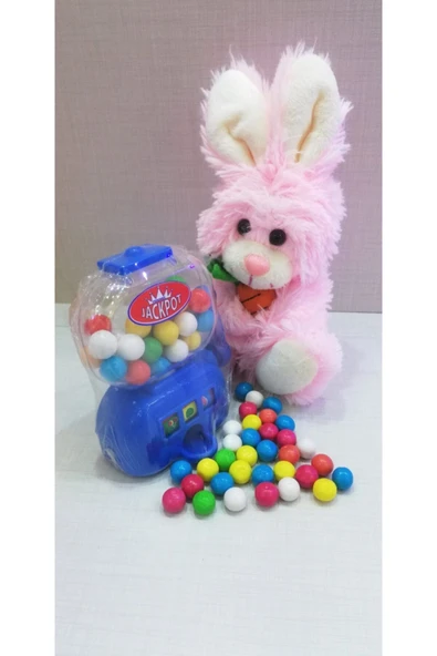 Şeker Adası 2 Si 1 Arada / Sevimli Arkadaşım Havuç Seven Tavşan 15 Cm Ve Mavi Jackpot Sakız Makinesi ürün görseli 1