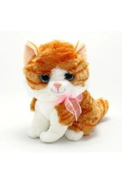 Şeker Adası Miyavlayan Sesli Sarı Beyaz Desenli Peluş Kedi ürün görseli 1