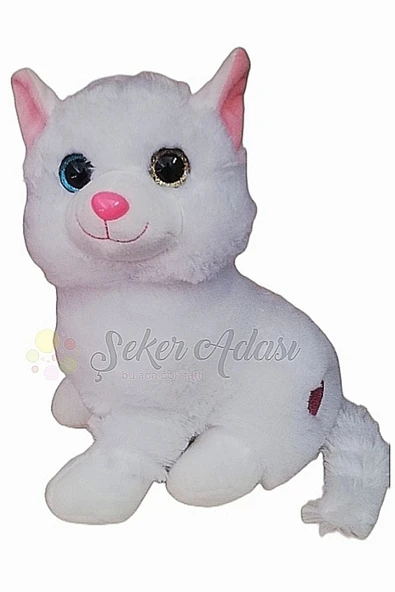 Şeker Adası Kar Beyaz Peluş Kedi 28 Cm--skradapelus47 ürün görseli