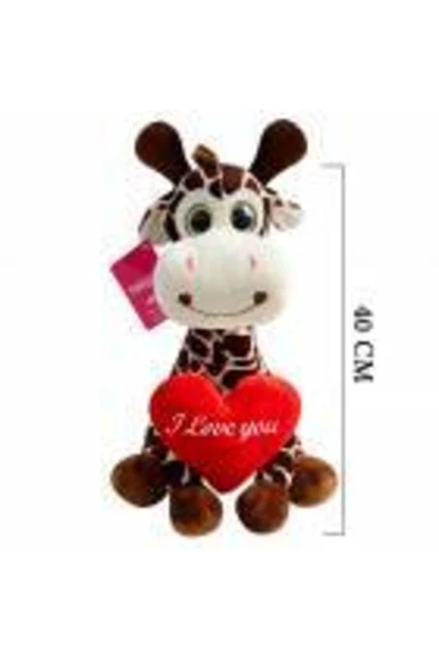 Şeker Adası Sevimli Kalpli Peluş Zürafa Zuzu 40 Cm-- En Güzel Hediyelik - Resim 2
