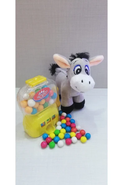 Şeker Adası 2 Si 1 Arada / Sevimli Arkadaşım Eşek Sıpası 15 Cm Ve Sarı Jackpot Sakız Makinesi ürün görseli