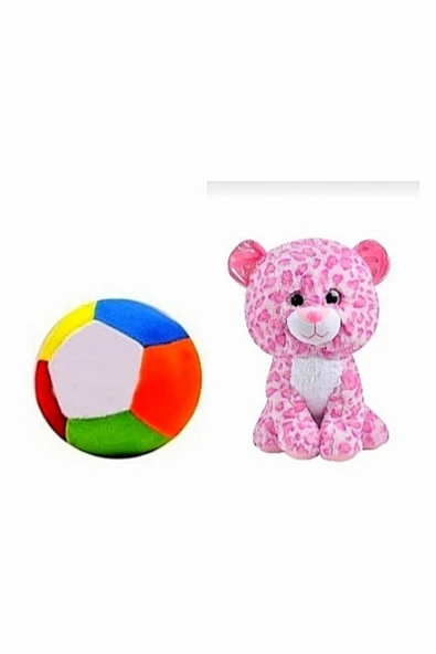 Şeker Adası Peluş Pembe Panter 17 cm ve Peluş Top 12 cm - 2 Ürün 1 Arada Oyuncak