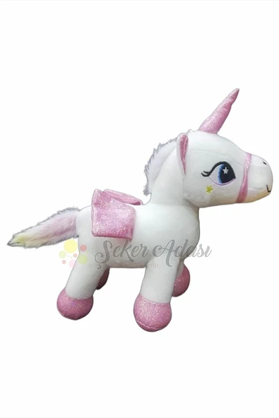 Şeker Adası Kanatlı Boynuzlu Unicorn Pony At Peluş Oyuncak 20cm - Resim 3