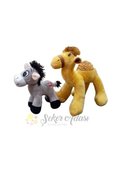 Şeker Adası Sevimli Küçük Boy Eşek ve Deve Peluş Oyuncak - Resim 3