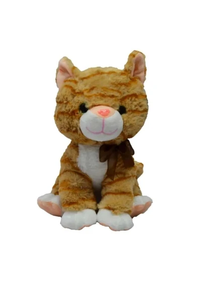 Şeker Adası Miyavlayan Tekir Peluş Sesli Kedi 28 Cm ( KEDİ SESİ ÇIKARAN ) Bal Rengi