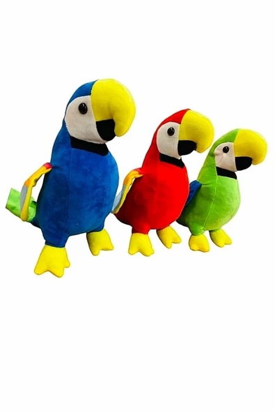 Şeker Adası Peluş Oyuncak Yeşil Papağan Kuş 30 cm - 3