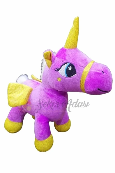 Şeker Adası Kanatlı Boynuzlu Unicorn Pony At Peluş Oyuncak 20 cm