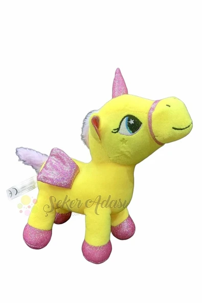 Şeker Adası Kanatlı Boynuzlu Unicorn Pony At Peluş Oyuncak 20 cm ürün görseli 1