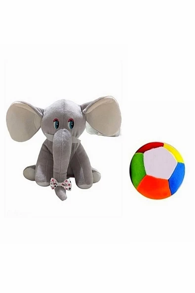 Şeker Adası Peluş Fil 20 cm ve Peluş Top 12 cm - 2 Ürün 1 Arada Oyuncak