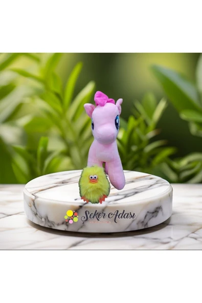 Şeker Adası Sevimli Peluş Pony At ve Civciv - 2