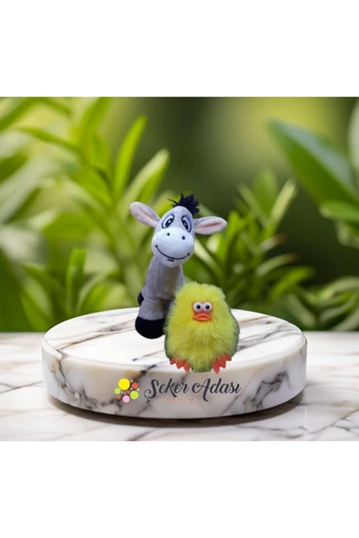 Şeker Adası Sevimli Peluş Yavru Eşek Sıpa ve Civciv - Resim 2